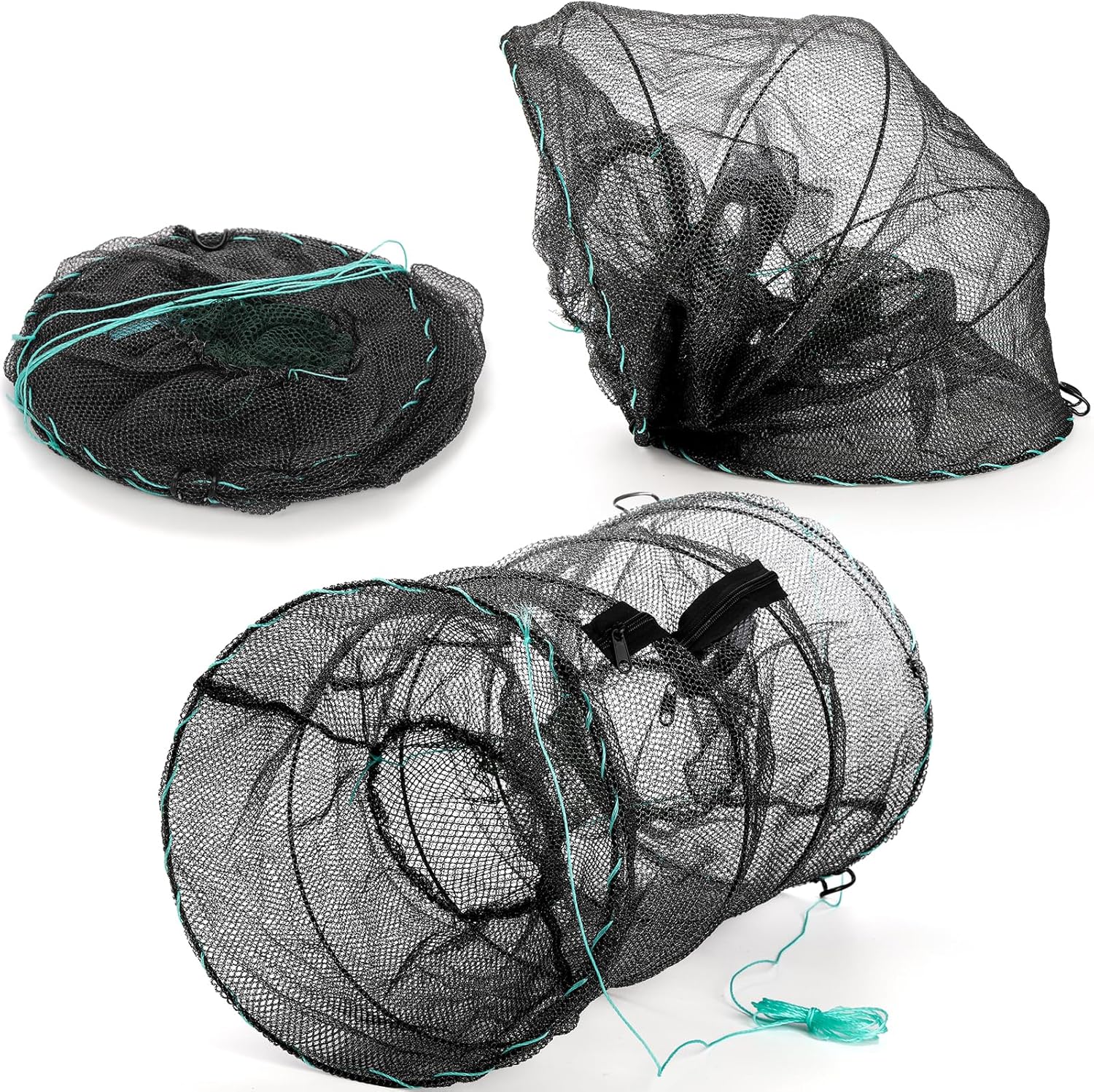 Set of 2 Fishing Bait Trap, Crab Trap Minnow Trap, Crawfish Trap, Collapsible Cast Net, Foldable Fishing Net Trap, Lobster Trap, Portable Folded Fishing Accessories