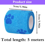 4 Rolls Pet Self Adhesive Bandage, Pet Vet Wrap Tape Waterproof Non-Woven Cohesive Gauze Rolls for Dog Cat Animals, Cohesive Bandages for Wrist Healing Ankle Sprain & Swelling Sport (2 x 5 Yards)
