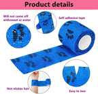 4 Rolls Pet Self Adhesive Bandage, Pet Vet Wrap Tape Waterproof Non-Woven Cohesive Gauze Rolls for Dog Cat Animals, Cohesive Bandages for Wrist Healing Ankle Sprain & Swelling Sport (2 x 5 Yards)