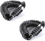 2PCS Black Motorcycle Helmet Lock, Portable Password Combination Security 59 Inch for Bicycle Suitcase Luggage 4 Digit Little Cable Lock, Retractable Stroller