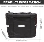 Bike Basket, 10kg Storng Bearing Foldable Bike Front Basket, Removable Dog Carrier for Handlebar, Machine Washable