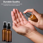 Small Glass Spray Bottles for Oil, Hair, Plants Water 2 oz | Empty Fine Mist and Refillable Mister Amber Mini Travel Size Bottle for Cleaning Solutions, Essential Oil Sprayer and Nozzle - 2 Pack