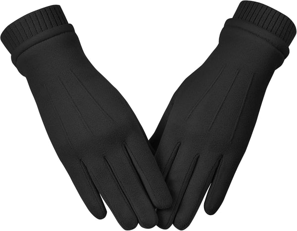 Womens Winter Suede Gloves With Touch Screen Texting Finger Wool Lined Windproof Warm Fashion Dress Gloves