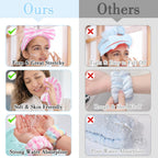 9PCS Spa Headband Kit for Women & Girls: Bowknot Makeup Headbands with Wristbands for Face Skincare, Bathing, Yoga (Pink, Blue, White)