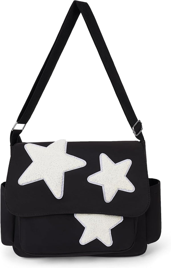 Aesthetic Messenger Bag Cute Tote Bags Y2K Star Shoulder Bag Canvas Tote Bag Kawaii Crossbody Bag for Women