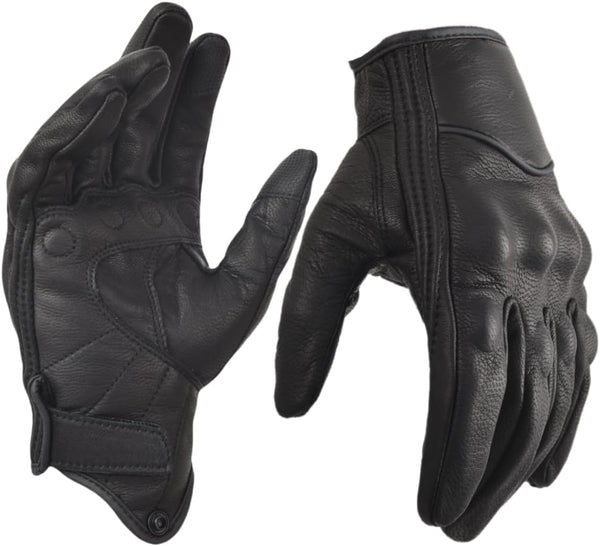 Motorcycle Leather Gloves for Men Touchscreen Motocross Gloves Moto Gloves Dirt Bike Biker Riding Gloves Black