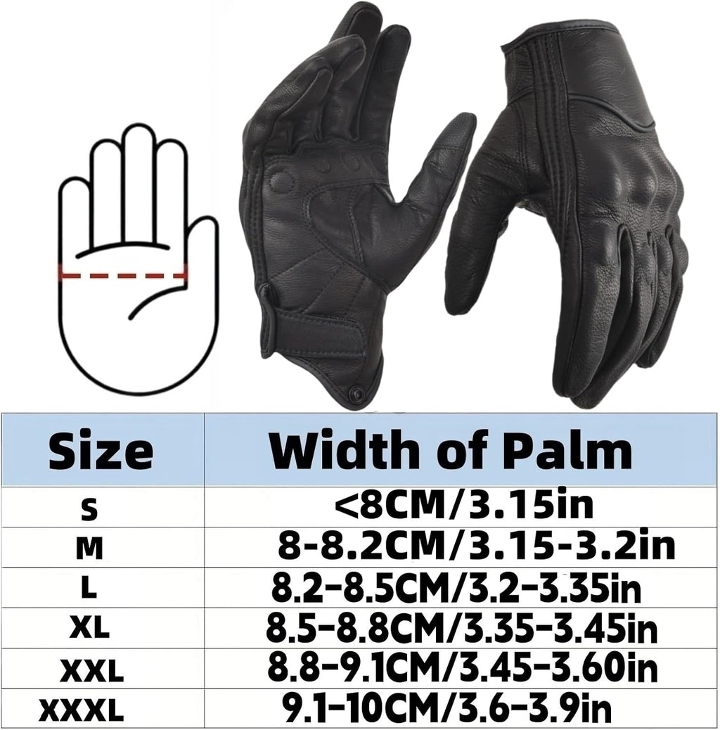 Motorcycle Leather Gloves for Men Touchscreen Motocross Gloves Moto Gloves Dirt Bike Biker Riding Gloves Black