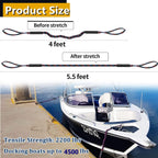 Boat Bungee Dock Lines Boat Marine Rope, Jet Ski Dock, Boating Seadoo Pontoon Waverunner Accessories (Blue, 2 Pcs with Buckles)