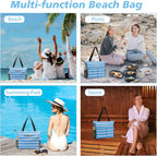 Jercery Waterproof Beach Bags for Women Vacation, Large Beach Tote Bag with Zipper for Travel, Pool, Swimming, Shopping