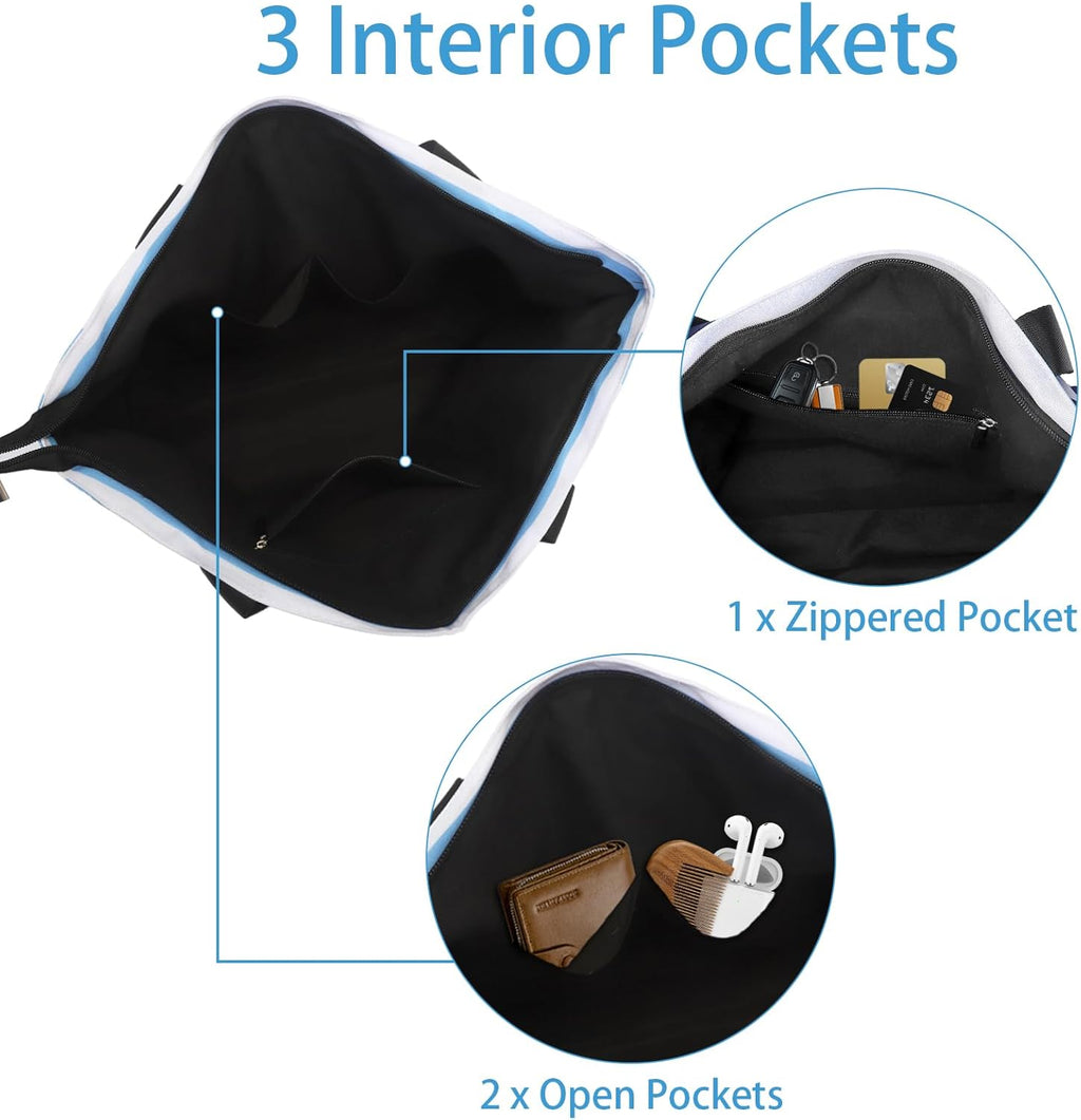 Jercery Waterproof Beach Bags for Women Vacation, Large Beach Tote Bag with Zipper for Travel, Pool, Swimming, Shopping