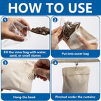 12 Pack Outdoor Curtain Weight Bags, Patio Curtain Sandbag with Sealed Bags and Clips, Reusable Drapery Weighted Bags for Home Outdoor Pergola Gazebo Front Porch (Beige)