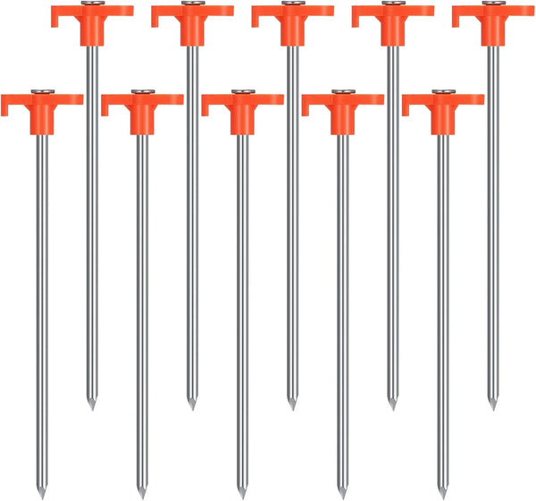 10 Pcs Tent Pegs Heavy Duty Metal Tent Stakes Heavy Duty 7.87inch Ground Pegs for Awnings for Hard Ground, Camping
