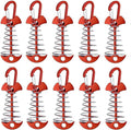 10 Pcs Fishbone Tent Stakes with Carabiners ， Aluminum Alloy & Stainless Steel Windproof Anchors with Carabiners， Deck Spring Tensioner for Camping Canopy, Hiking Gear，Essential for Mountain Climbing