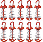 10 Pcs Fishbone Tent Stakes with Carabiners ， Aluminum Alloy & Stainless Steel Windproof Anchors with Carabiners， Deck Spring Tensioner for Camping Canopy, Hiking Gear，Essential for Mountain Climbing