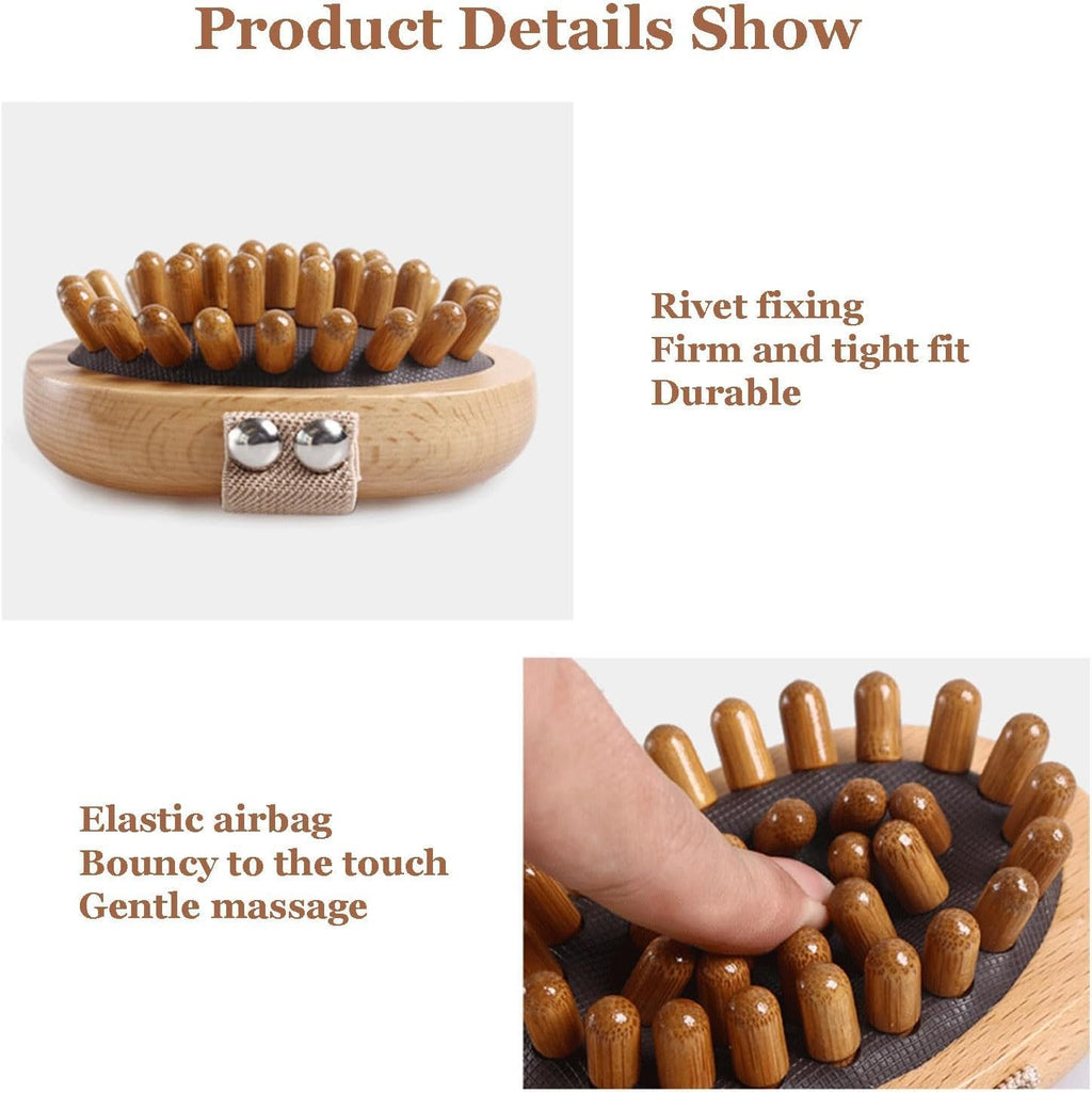Meridian Pressure Brush, Wood Therapy Massage Tools for Belly Fat, Handheld Wooden Massager Body Brush for Cellulite Remover, Body Shaping and Muscle Pain Relief (2 PCS)