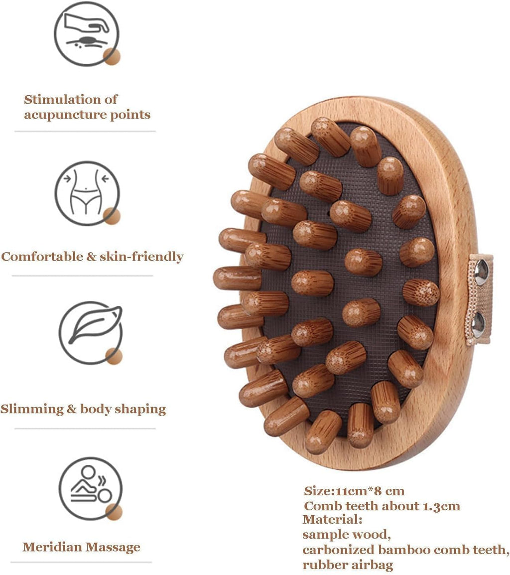 Meridian Pressure Brush, Wood Therapy Massage Tools for Belly Fat, Handheld Wooden Massager Body Brush for Cellulite Remover, Body Shaping and Muscle Pain Relief (2 PCS)