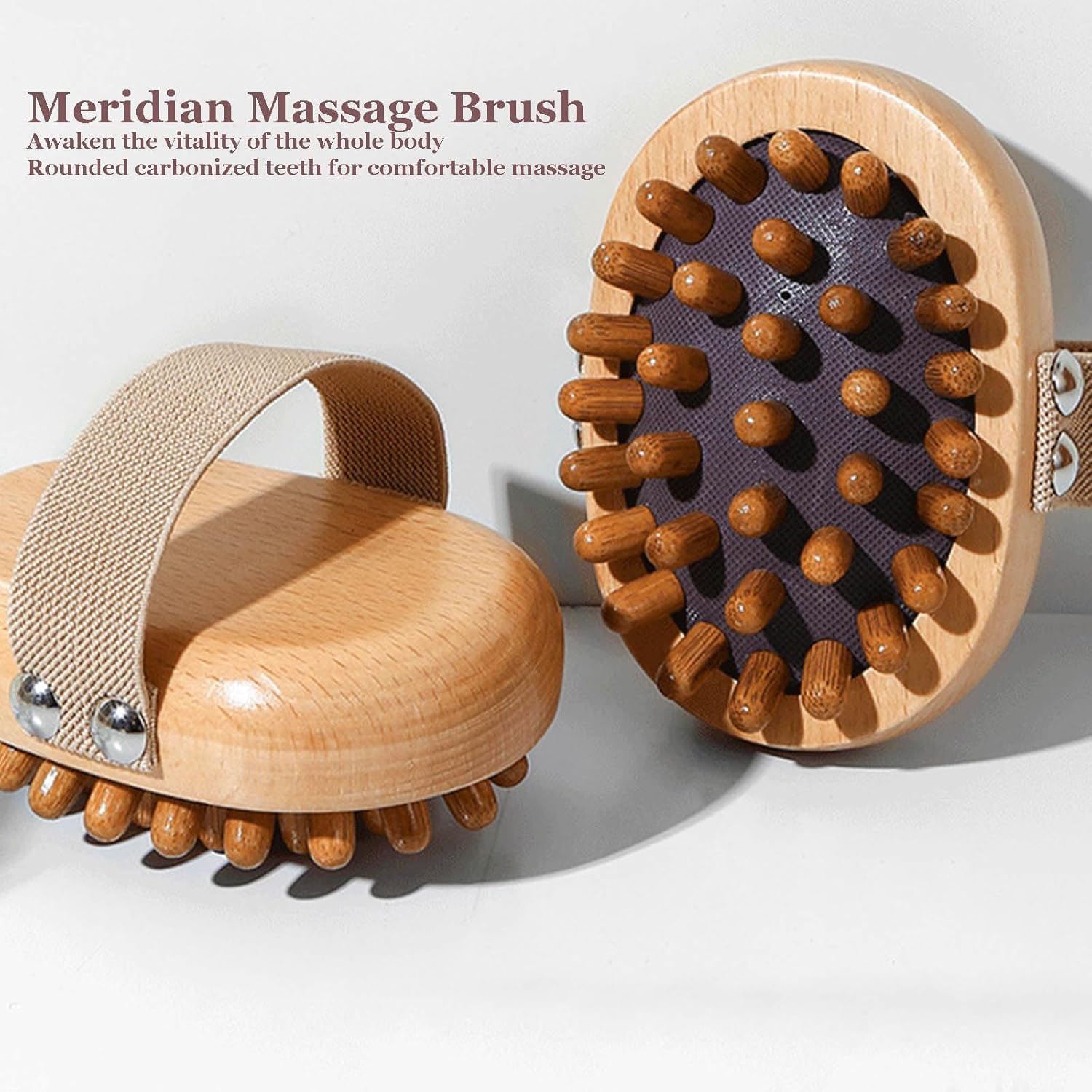 Meridian Pressure Brush, Wood Therapy Massage Tools for Belly Fat, Handheld Wooden Massager Body Brush for Cellulite Remover, Body Shaping and Muscle Pain Relief (2 PCS)