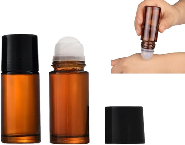 Brown Glass Roller Bottles (2-Piece 50ml)