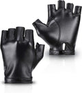 Fingerless PU Faux Leather Gloves, Driving Gloves Outdoor Sports Cosplay Costume Half Finger Glove for Women Men Teens