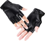 Fingerless PU Faux Leather Gloves, Driving Gloves Outdoor Sports Cosplay Costume Half Finger Glove for Women Men Teens