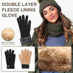Winter Thermal Gloves Men Women, Thick Knited Touch Screen Gloves Warm Fleece Lined Gloves for Driving Running