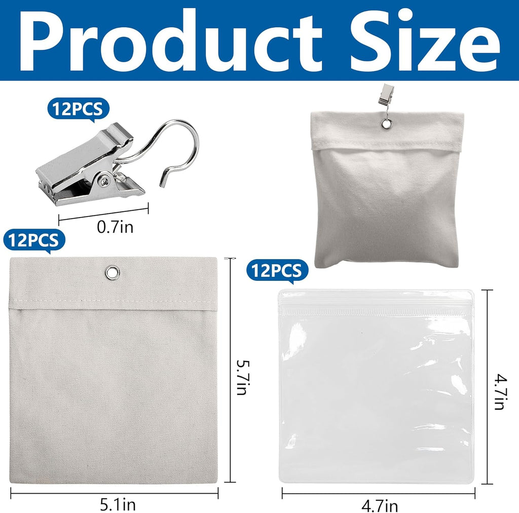 12 Pack Outdoor Curtain Weights Bag, Patio Curtain Sandbag with Sealed Bags and Clips, Reusable Drapery Weighted Bags for Home Outdoor Pergola Gazebo Front Porch (Grey)