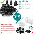 Outdoor String Lights Clips, Weatherproof Cable Hanger Hooks for Hanging Fairy Lights, Holiday Decor - Black, 50 Pack