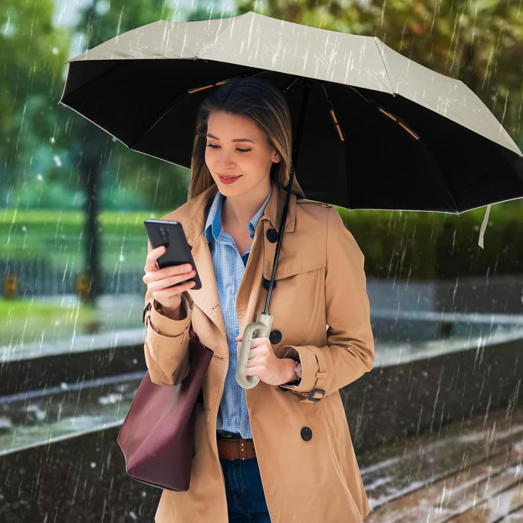 Folding & Inverted Umbrella, Outdoor Travel Umbrella, 46 Inch Portable Reverse Folding Umbrella，Windproof Folding Umbrella for Men and Women