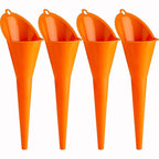 4 pcs Multi-Function Plastic Long Neck Oil Funnel - for All Automotive Oils Lubricants Engine Oils Water Diesel Fuel Kerosene and Other Liquids
