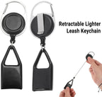 2Pcs Black Pants Lighter Clip,Retractable Lighter Belt,Anti Lost Retractable Lighter Cover Leash,Keychain Belt,Lighter Leash for Fishing Hiking,Lighter Protective Cover for Camping,House Supplies