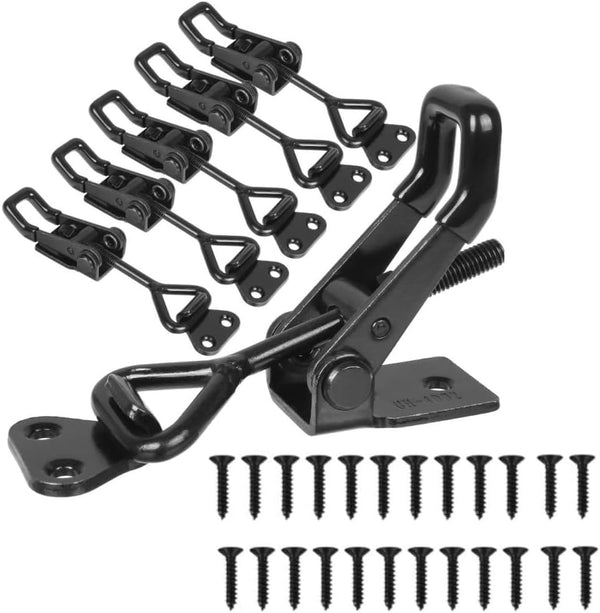 6 Pack Adjustable Toggle Clamp, Black Pull Latch,Heavy Duty Toggle Latch Hasp Clamp,4001 Lockable Quick Release Pull Metal Draw Latch for Door, Box Case Trunk, Smoker Door, Jig