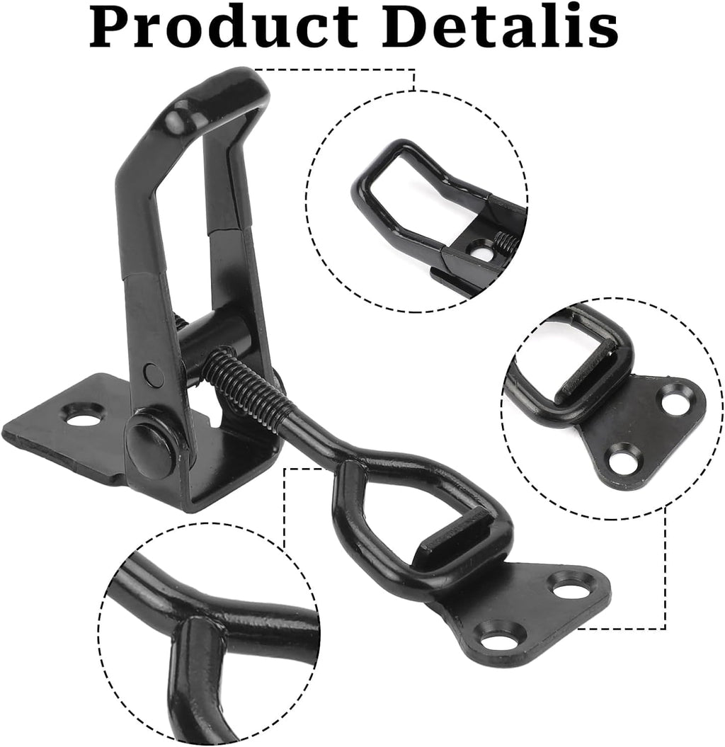 6 Pack Adjustable Toggle Clamp, Black Pull Latch,Heavy Duty Toggle Latch Hasp Clamp,4001 Lockable Quick Release Pull Metal Draw Latch for Door, Box Case Trunk, Smoker Door, Jig