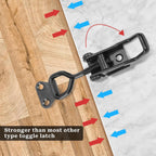 6 Pack Adjustable Toggle Clamp, Black Pull Latch,Heavy Duty Toggle Latch Hasp Clamp,4001 Lockable Quick Release Pull Metal Draw Latch for Door, Box Case Trunk, Smoker Door, Jig