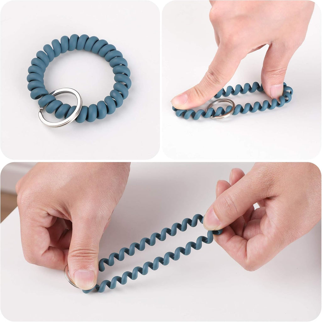 6PCS Stretchable Wristband Wristlet Keychain Wrist Key Chain Wristlet,Spring Flexible Spiral Wrist Coil Wrist Key Holder Key Ring for Sauna Gym Pool ID Badge and Outdoor Sports