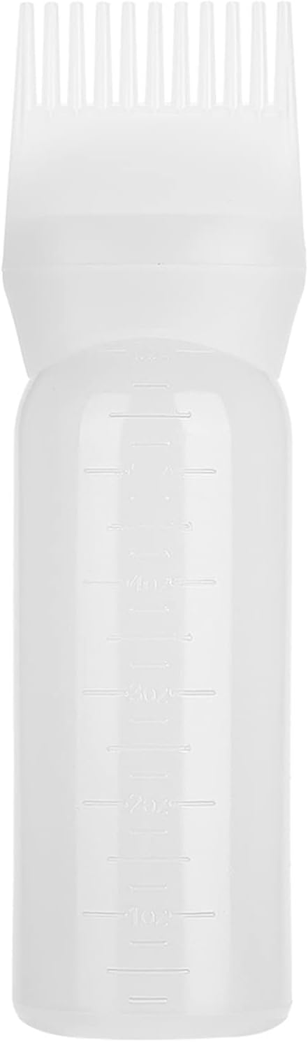 Hair Oil Applicator Bottle with Root Comb (White)