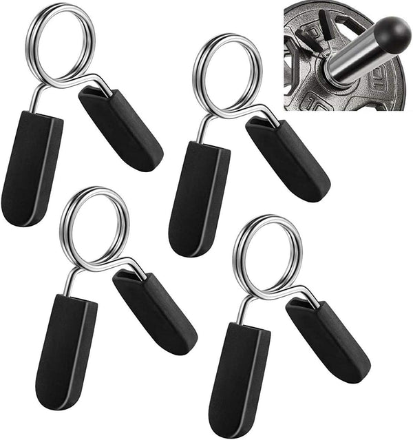 1 inch (25 mm) Spring Clip Collars with Easy-Grip Handle for Smooth Dumbbell Handle or Weightlifting Barbell (Pack of 4)