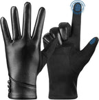 Womens Winter Leather Gloves Touch Screen Wool Lined Windproof Warm Suede Fashion Dress Gloves
