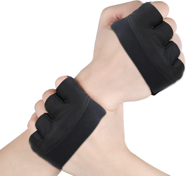 Grip Workout Gloves, Gym Gloves for Weight Lifting Kettlebell Pull-Ups Row Cross Training Non-Slip Silicone Four Finger Fitness Exercise Men and Women Black