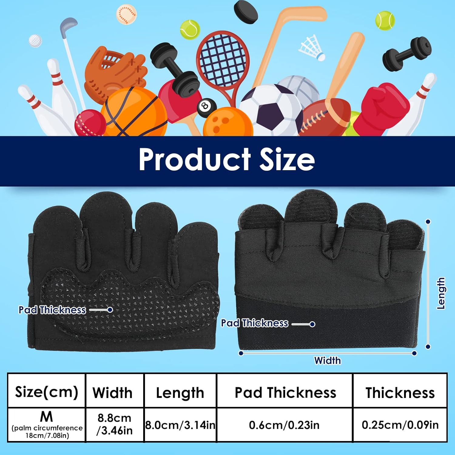 Grip Workout Gloves, Gym Gloves for Weight Lifting Kettlebell Pull-Ups Row Cross Training Non-Slip Silicone Four Finger Fitness Exercise Men and Women Black