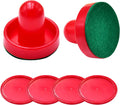 Mini Air Hockey Set - 2 Red Pushers and 4 Red Pucks (60mm) - Great Goal Handles and Paddles Replacement Accessories