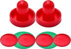 Mini Air Hockey Set - 2 Red Pushers and 4 Red Pucks (60mm) - Great Goal Handles and Paddles Replacement Accessories