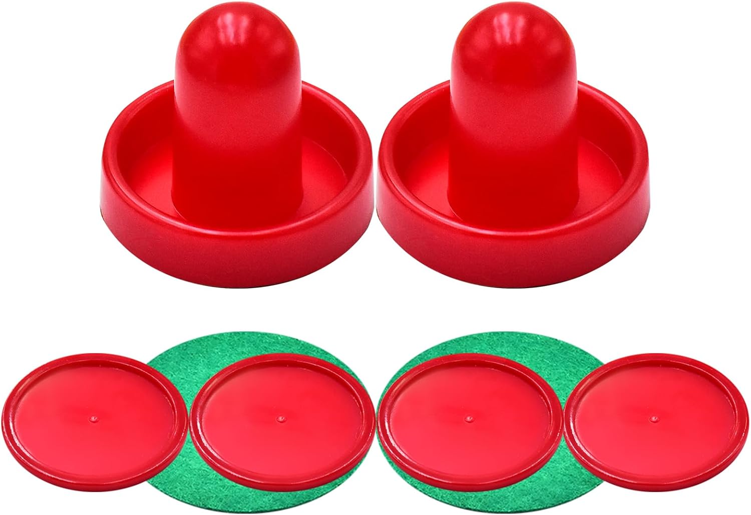 Mini Air Hockey Set - 2 Red Pushers and 4 Red Pucks (60mm) - Great Goal Handles and Paddles Replacement Accessories