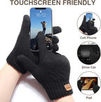 Winter Thermal Gloves Men Women, Thick Knited Touch Screen Gloves Warm Fleece Lined Gloves for Driving Running