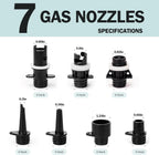 Paddle Board Pump Adapter Hose, Sup Pump Adaptor Hose Kit with 7 Air Valve Nozzles, Electric Air Pump Accessories Fit for Inflatable Stand Up Paddle Board/Boat/Tent/Pool/Mat