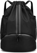 Soccer Bags, Drawstring Backpack Gym Bag with Shoe Compartment and Mesh Pockets for Soccer Basketball Volleyball Football Sports Gym