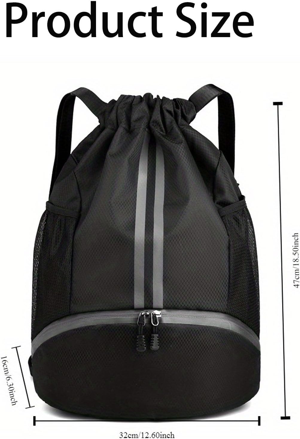 Soccer Bags, Drawstring Backpack Gym Bag with Shoe Compartment and Mesh Pockets for Soccer Basketball Volleyball Football Sports Gym