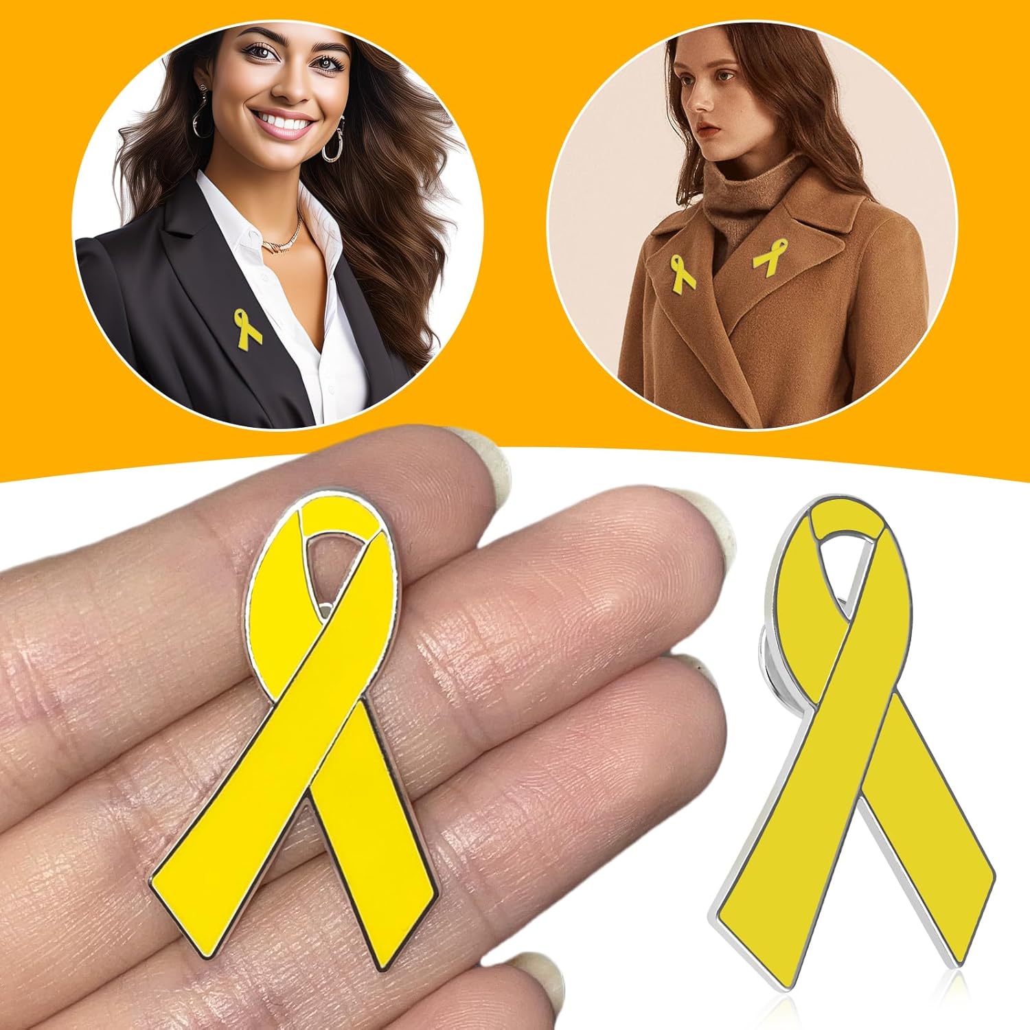 Yellow Ribbon Brooch Israel Hostage Women Men Bring Them Home Brooch Yellow Ribbon Breast Cancer Awareness Stand-Up Collar Brooch Support Campaign Charitable Donations Events Gift Items Accessories 2 pcs.