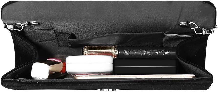 Women Evening Bag Clutch Purse, Handbag With Detachable Chain Strap for Wedding Cocktail Party Velvet Solid Color
