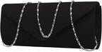 Women Evening Bag Clutch Purse, Handbag With Detachable Chain Strap for Wedding Cocktail Party Velvet Solid Color