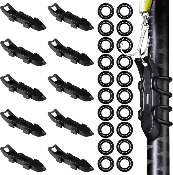 10PCS Lure Magnetic Hooker, Automatic Hook Keeper for Fishing Rod, Hook Holder with 2 Sizes Rubber Rings